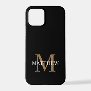 Personalisiert Name Monogram Black iPhone 12 Pro Hülle