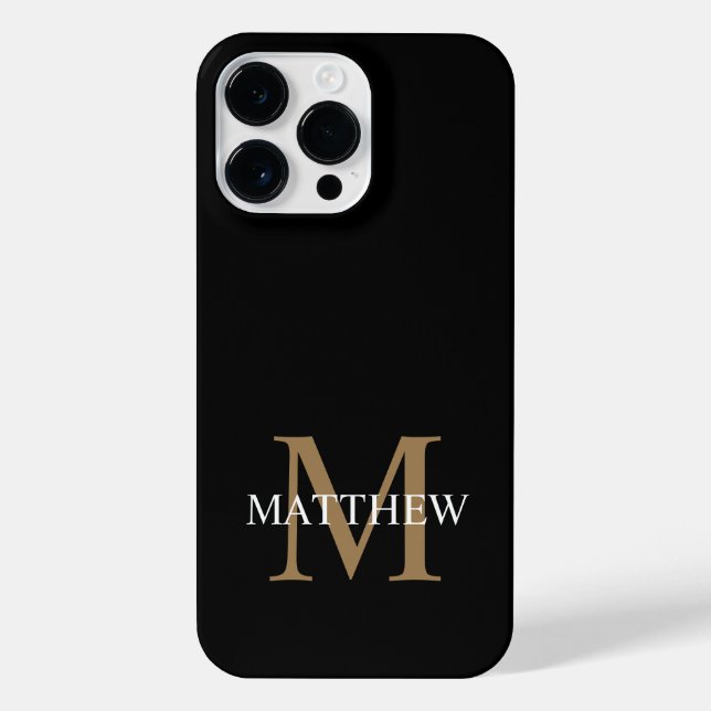 Personalisiert Name Monogram Black iPhone Hülle (Rückseite)