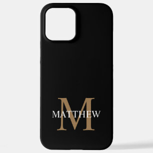 Personalisiert Name Monogram Black iPhone 12 Pro Max Hülle