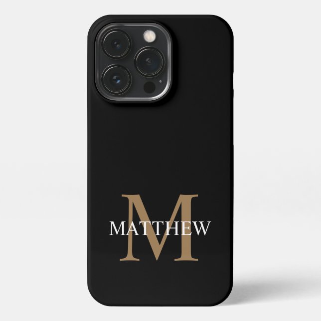 Personalisiert Name Monogram Black iPhone Hülle (Rückseite)