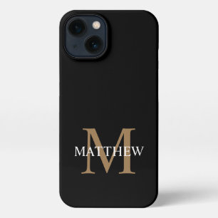 Personalisiert Name Monogram Black iPhone 13 Hülle