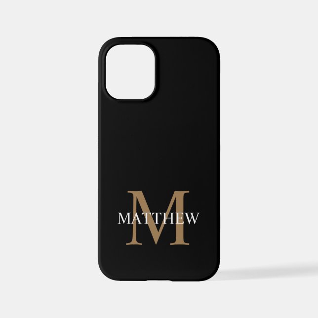 Personalisiert Name Monogram Black iPhone Hülle (Rückseite)