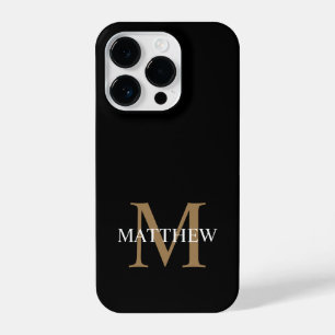 Personalisiert Name Monogram Black iPhone 14 Pro Hülle