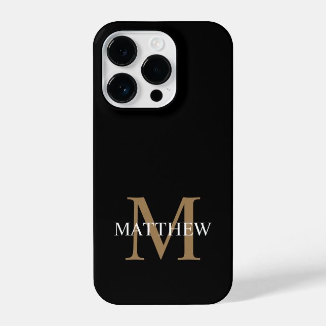 Personalisiert Name Monogram Black iPhone Hülle (Rückseite)