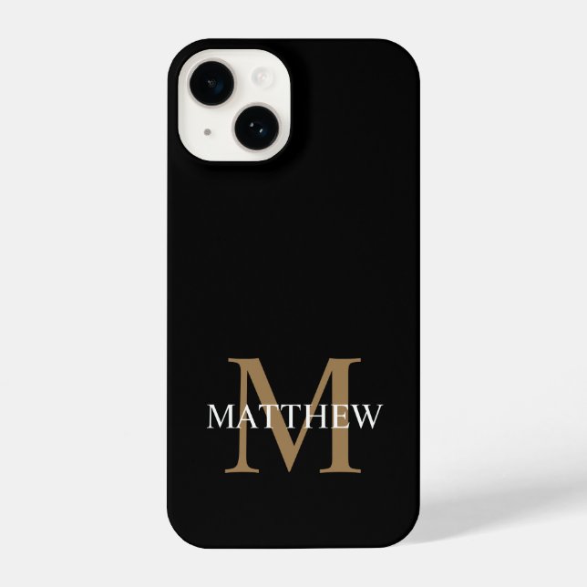 Personalisiert Name Monogram Black iPhone Hülle (Rückseite)