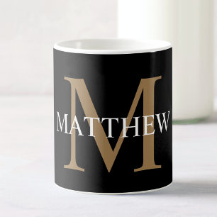 Personalisiert Name Monogram Black Kaffeetasse