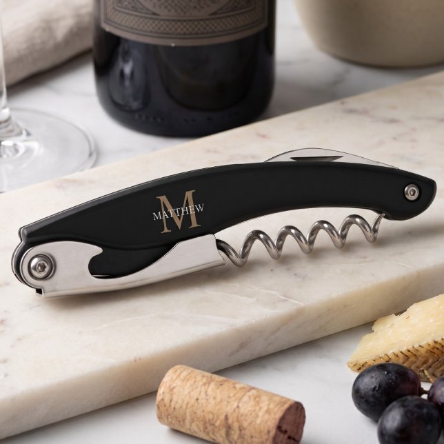 Personalisiert Name Monogram Black Kellnermesser (Von Creator hochgeladen)