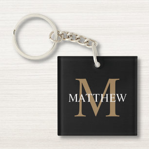 Personalisiert Name Monogram Black Schlüsselanhänger
