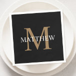 Personalisiert Name Monogram Black Serviette<br><div class="desc">Erstellen Sie Ihre eigenen personalisierten runden Servietten mit individuelle Name und Monogramm.</div>