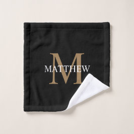Personalisiert Name Monogram Black Waschlappen