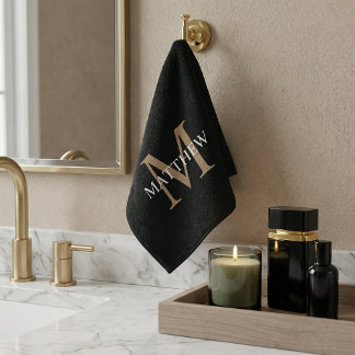 Personalisiert Name Monogram Black Waschlappen