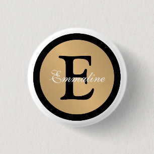 Personalisiert Name Monogram Gold Metallic Button