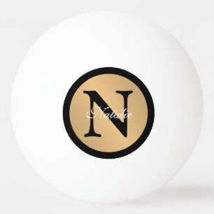 Personalisiert Name Monogram Gold Metallic Button Tischtennisball