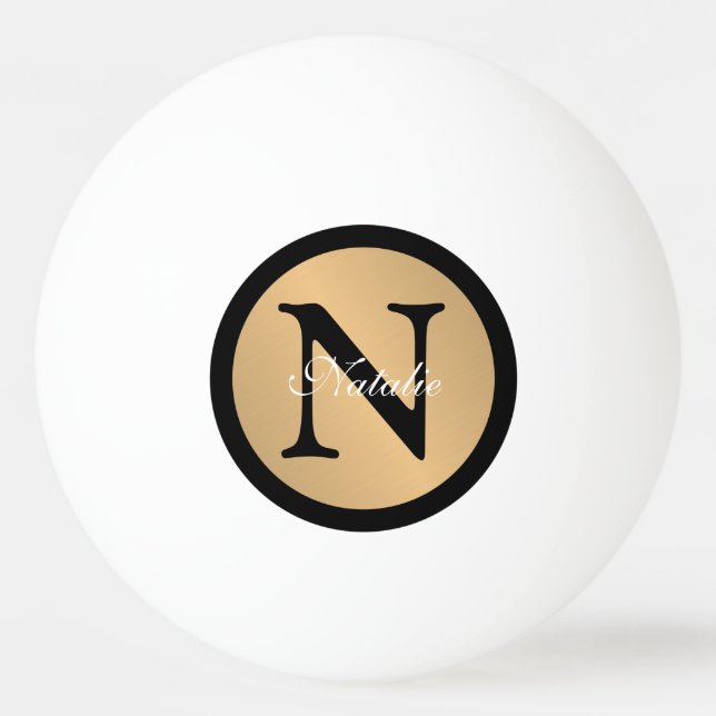 Personalisiert Name Monogram Gold Metallic Button Tischtennisball (Vorderseite)