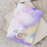 Personalisiert Name Monogram Lila Watercolor Luxe iPad Mini Hülle<br><div class="desc">Diese abstrakte lila Aquarellfarbe und das goldene Imitat bespritzen den Hintergrund mit Ihren individuellen Details.</div>