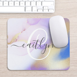 Personalisiert Name Monogram Lila Watercolor Luxe Mousepad