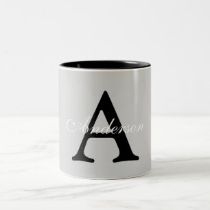 Personalisiert Name Monogram Silver Background Zweifarbige Tasse