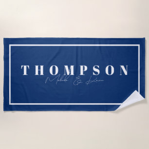 Personalisiert Name Navy Blue Elegant Strandtuch
