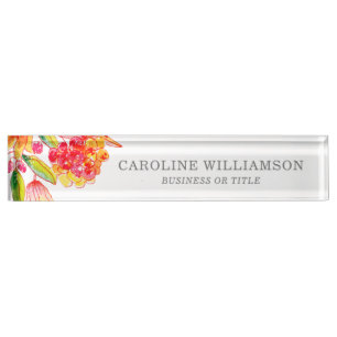 Personalisiert Name Office Zuhause Pink Orange Flo Namensplakette