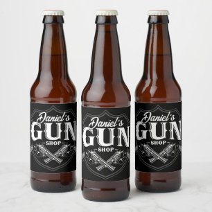 Personalisiert NAME Old Revolvers Gun Shop Feuerwa Bierflaschenetikett