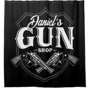 Personalisiert NAME Old Revolvers Gun Shop Feuerwa Duschvorhang