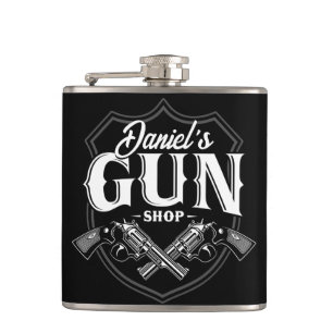 Personalisiert NAME Old Revolvers Gun Shop Feuerwa Flachmann