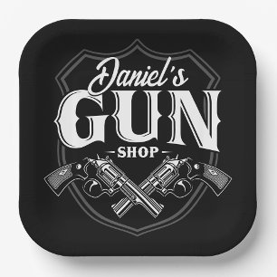 Personalisiert NAME Old Revolvers Gun Shop Feuerwa Pappteller