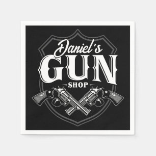 Personalisiert NAME Old Revolvers Gun Shop Feuerwa Serviette