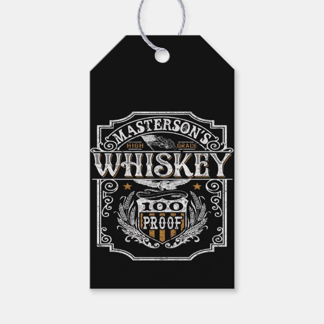 Personalisiert NAME Old West Whiskey Brauerei Bar Geschenkanhänger (Vorderseite)