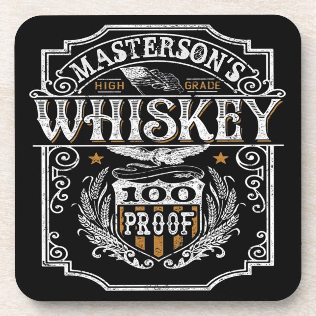 Personalisiert NAME Old West Whiskey Brauerei Bar Getränkeuntersetzer (Vorderseite)