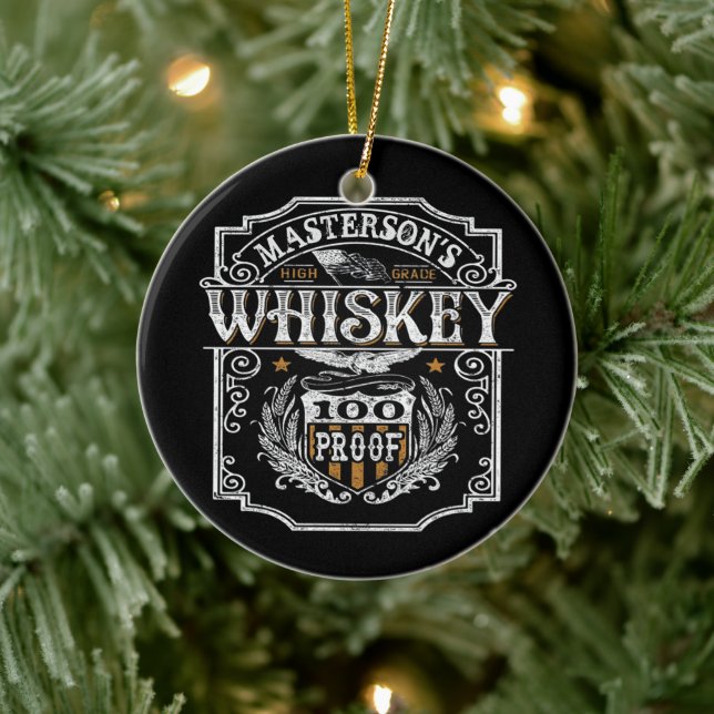 Personalisiert NAME Old West Whiskey Brauerei Bar Keramik Ornament (Baum)