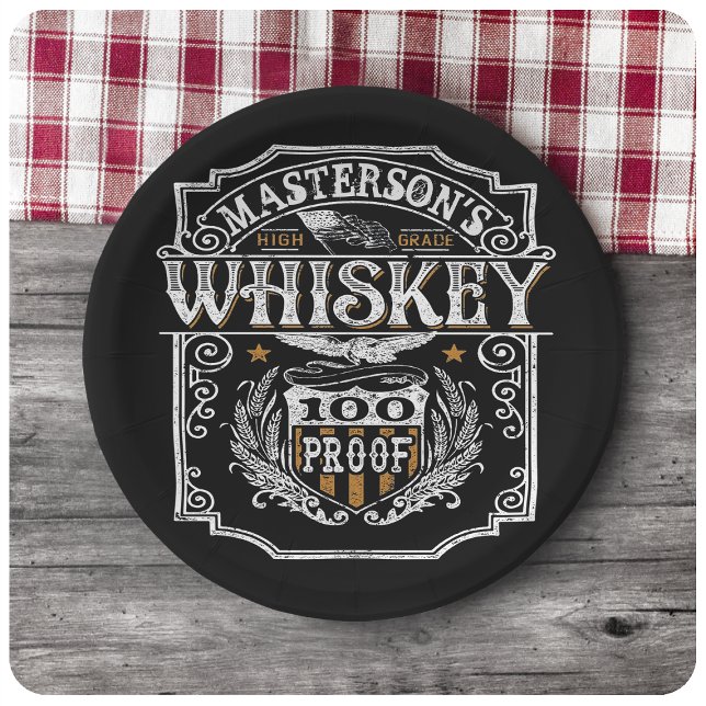 Personalisiert NAME Old West Whiskey Brauerei Bar Pappteller (Von Creator hochgeladen)