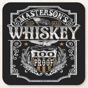 Personalisiert NAME Old West Whiskey Brauerei Bar Rechteckiger Pappuntersetzer