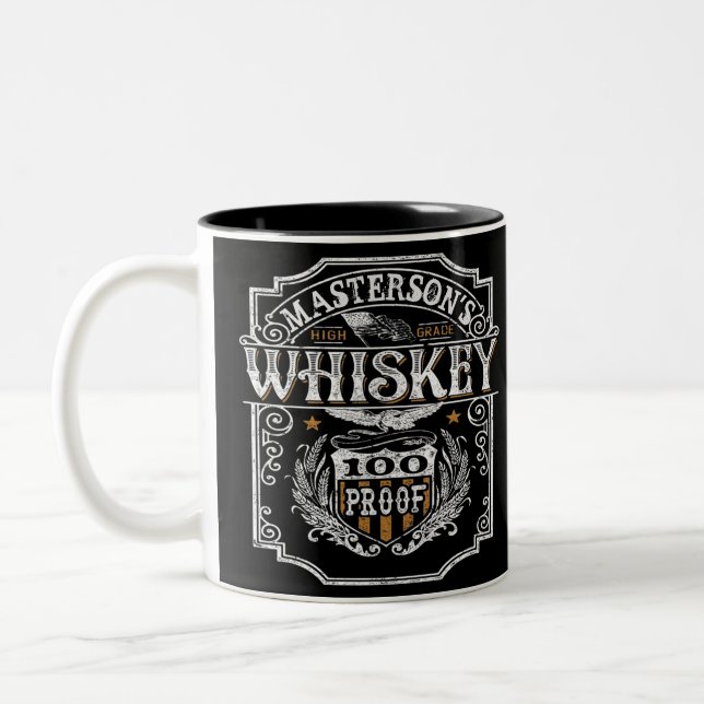 Personalisiert NAME Old West Whiskey Brauerei Bar Zweifarbige Tasse (Links)
