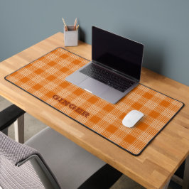 Personalisiert Name Orange Kariert Gingham Pattern Schreibtischunterlage