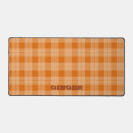 Personalisiert Name Orange Kariert Gingham Pattern Schreibtischunterlage