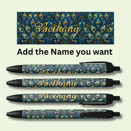 Personalisiert Name Peacock Feathers Kugelschreiber