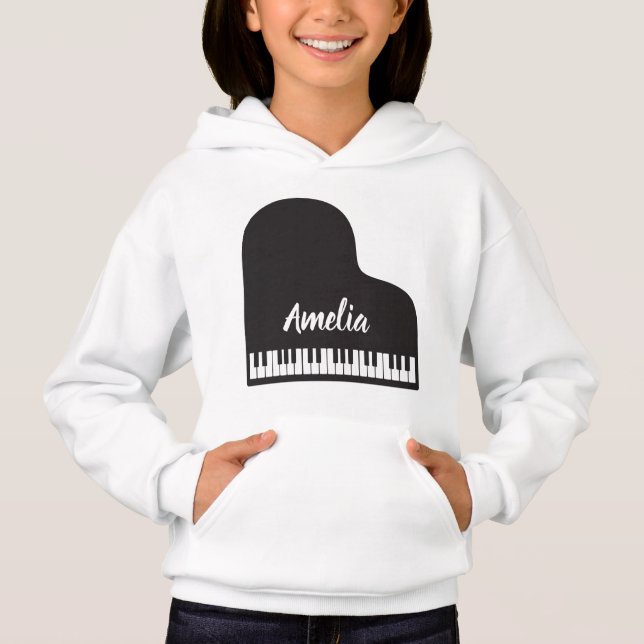 Personalisiert Name Pianist Piano Keys Hoodie (Vorderseite)