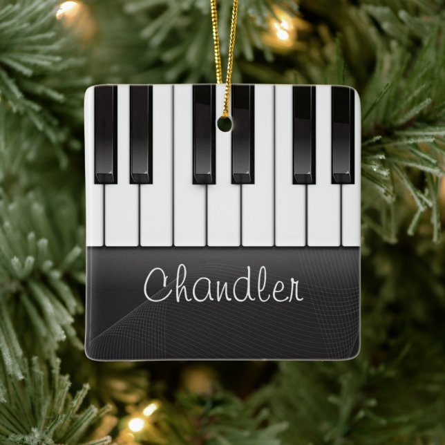 Personalisiert NAME Pianist Piano Keys Music Teach Keramikornament (Baum)