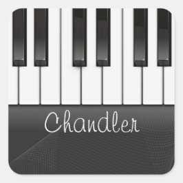 Personalisiert NAME Pianist Piano Keys Music Teach Quadratischer Aufkleber