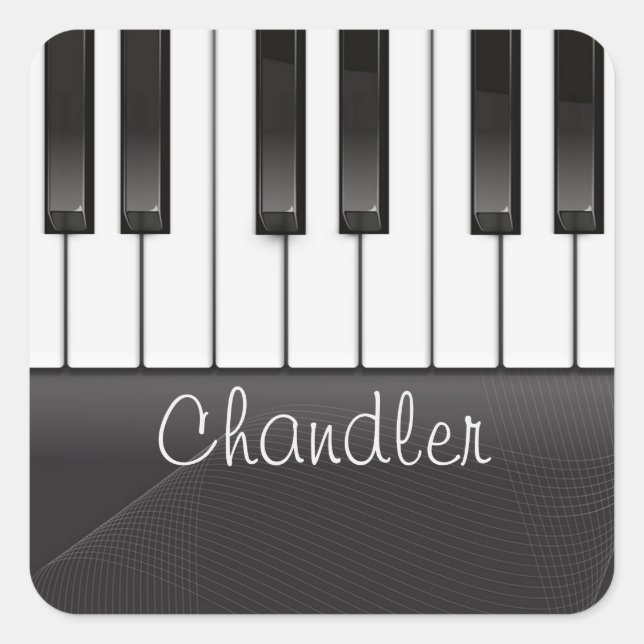 Personalisiert NAME Pianist Piano Keys Music Teach Quadratischer Aufkleber (Vorderseite)