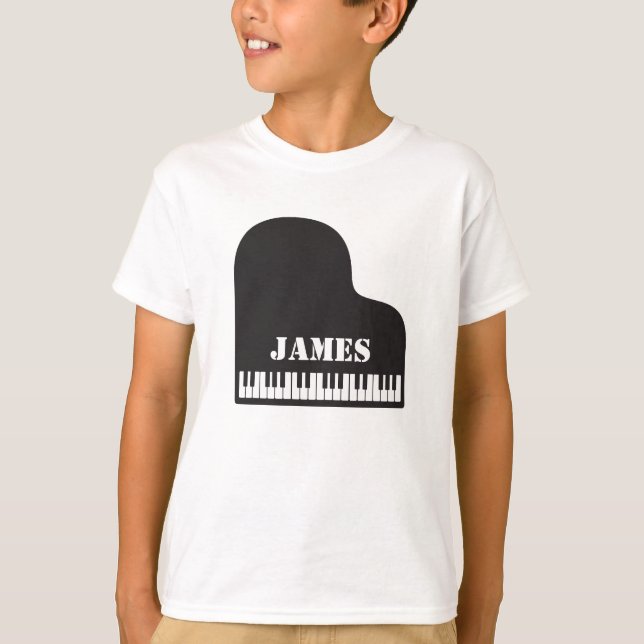 Personalisiert Name Pianist Piano Keys T-Shirt (Vorderseite)