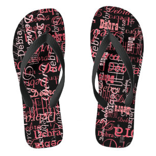 Personalisiert Name Pink Black FlipFlop für sie