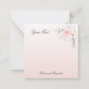 Personalisiert Name PINK FLORAL ROSE Notepad Mitteilungskarte