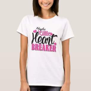 Personalisiert NAME Pink Kleiner Herzschlag T-Shirt