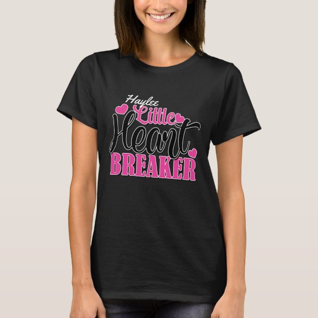 Personalisiert NAME Pink Kleiner Herzschlag T-Shirt (Vorderseite)