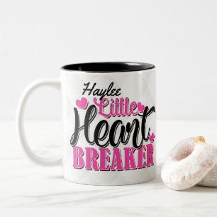Personalisiert NAME Pink Kleiner Herzschlag Zweifarbige Tasse