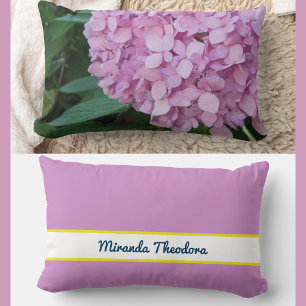 Personalisiert Name Pink Mauve Hydrangea Lendenkissen