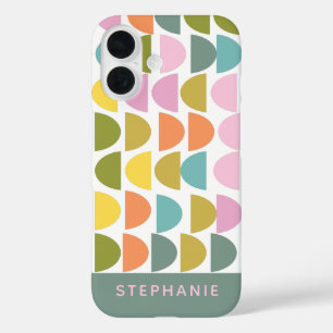 Personalisiert Name Playful Pastel Retro Geometric iPhone 16 Hülle