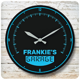 Personalisiert NAME Racing Auto Speedometer Garage Große Wanduhr
